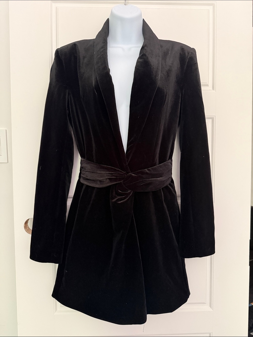 Zara Black Velvet Long Sleeve Wrap Dress